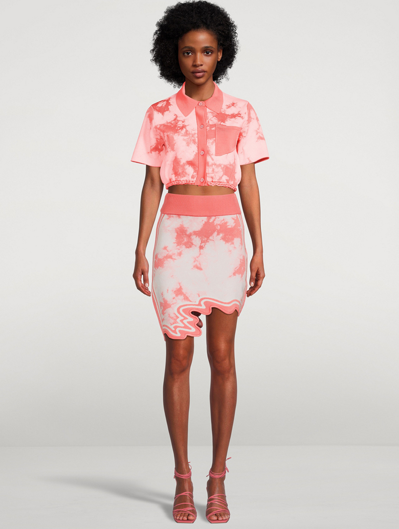 PH5 Salem Eco Wavy Mini Skirt In Tie-Dye Print  Pink