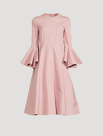 JIL SANDER Flounce-Sleeve Cotton Midi Dress Women's Pink