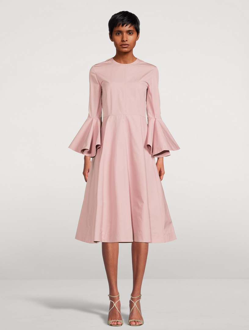 JIL SANDER Flounce-Sleeve Cotton Midi Dress Women's Pink