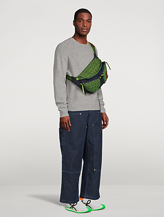 LOEWE Grand sac-ceinture en jacquard et nylon à anagramme Hommes Vert