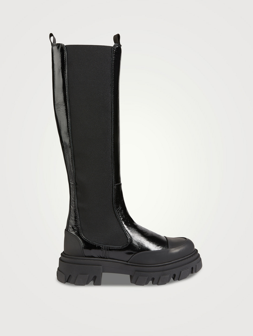 calf leather high chelsea boot ganni