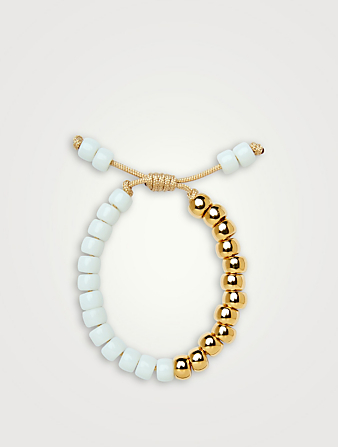 CAROLINE CROW Half And Half Bracelet With White Agate and Shiny 14K Gold Women's White