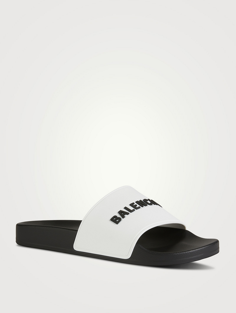 BALENCIAGA Rubber Logo Pool Slide Sandals Women's Multi