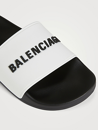 BALENCIAGA Rubber Logo Pool Slide Sandals Women's Multi