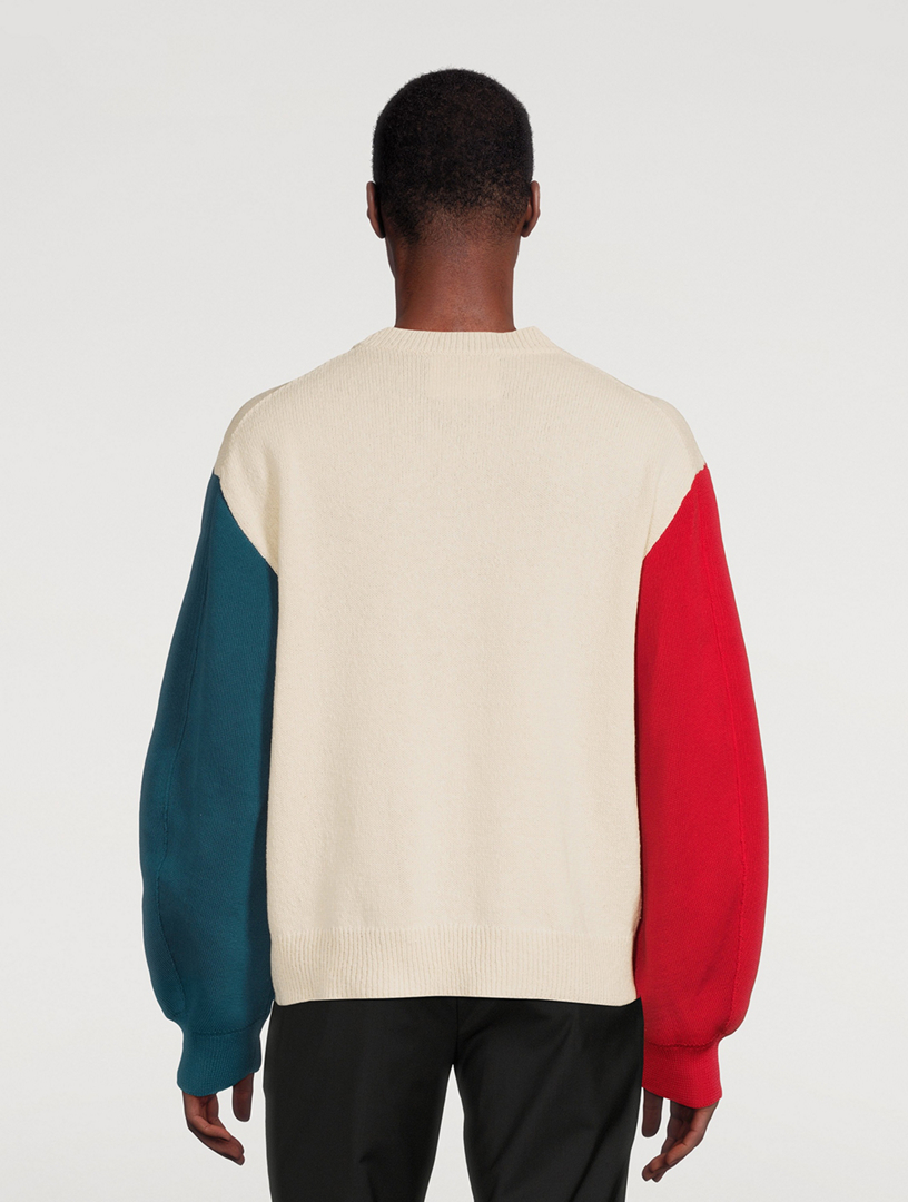 JIL SANDER Cotton And Wool Jacquard Sweater Mens Multi