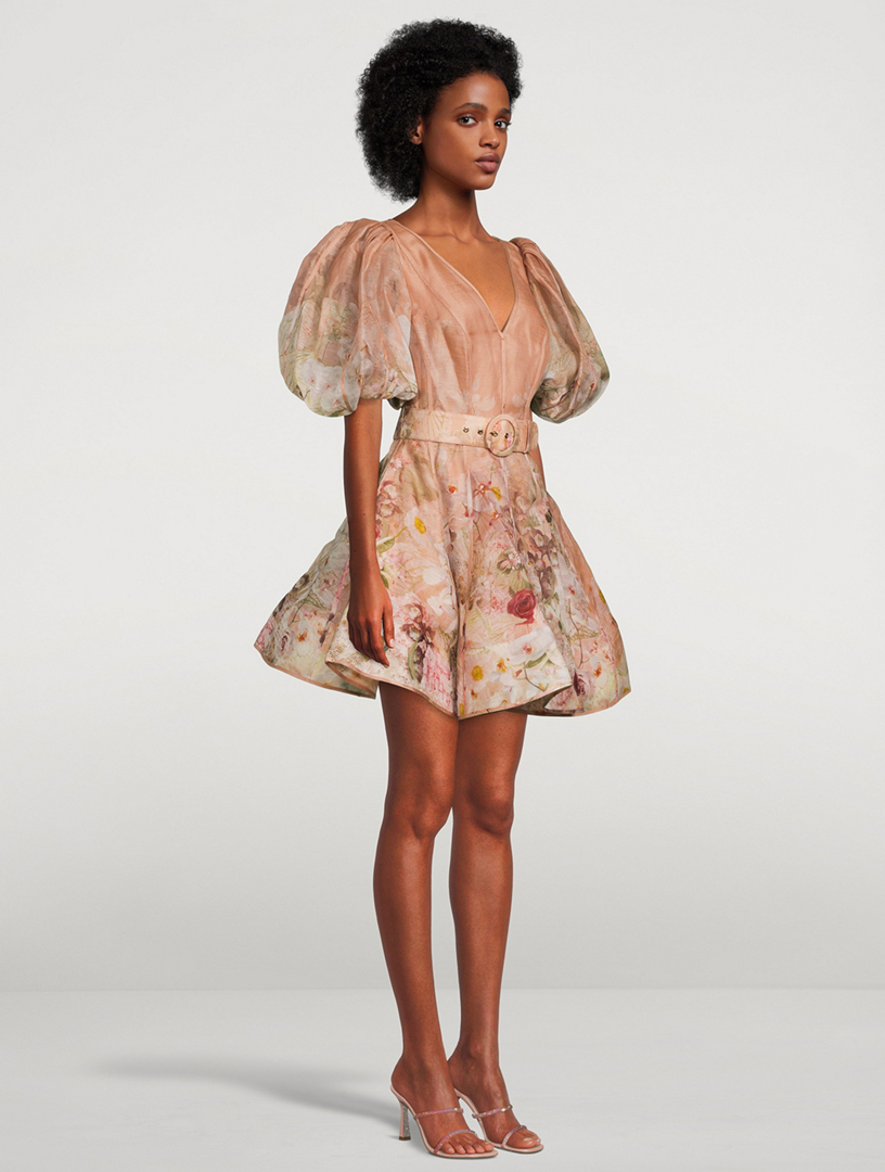 ZIMMERMANN Dancer PuffSleeve Organza Mini Dress In Floral Print Holt