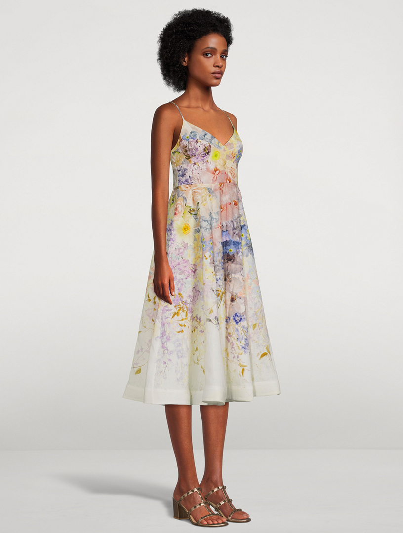 ZIMMERMANN Rhythmic Picnic Midi Dress In Floral Print Holt Renfrew Canada