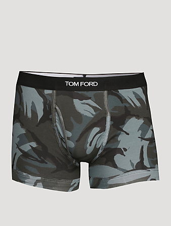 TOM FORD Caleçon boxeur ajusté en coton extensible à motif camouflage Hommes Multi