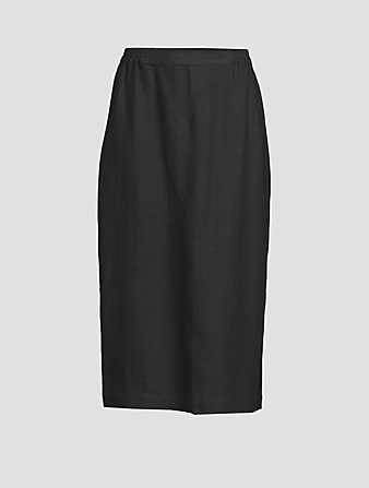 ESKANDAR Thai Linen Pencil Skirt Women's Grey