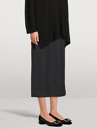 ESKANDAR Thai Linen Pencil Skirt Women's Grey