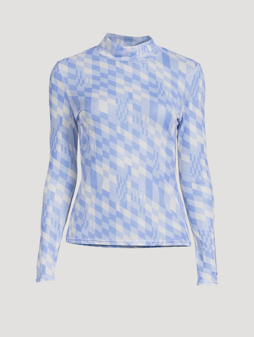 PRIVATE POLICY PXL Mesh Mockneck Top Women's Blue