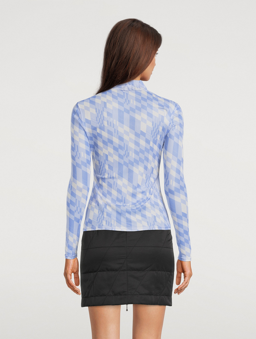PRIVATE POLICY PXL Mesh Mockneck Top Women's Blue