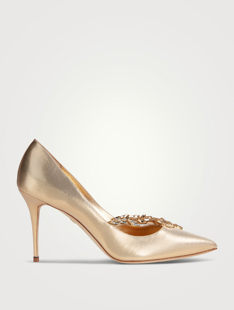 MANOLO BLAHNIK Nadira Metallic Pumps With Crystals | Holt Renfrew Canada