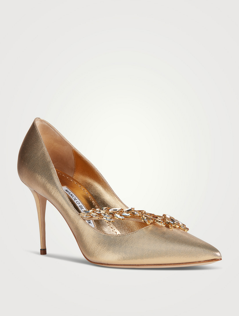 MANOLO BLAHNIK Nadira Metallic Pumps With Crystals | Holt Renfrew Canada