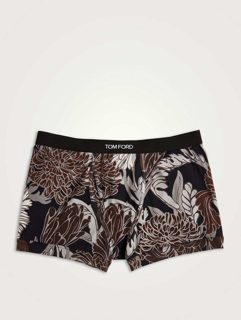 TOM FORD Cotton Stretch Boxer Briefs In Floral Print Mens Grey