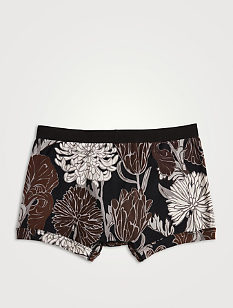 TOM FORD Cotton Stretch Boxer Briefs In Floral Print Mens Grey