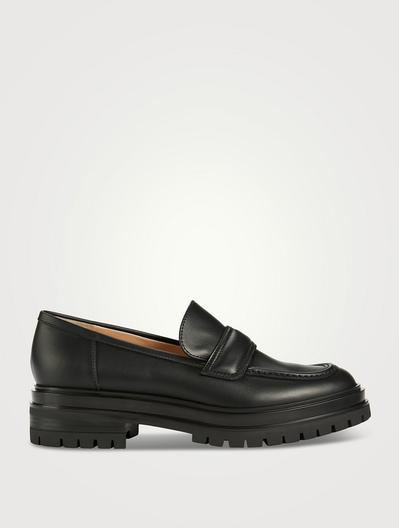 lug sole leather loafers