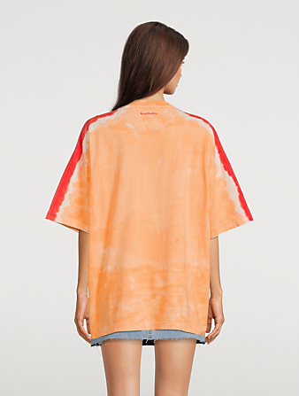 ACNE STUDIOS Tee-shirt en coton avec cœur imprimé noué-teint Femmes Orange