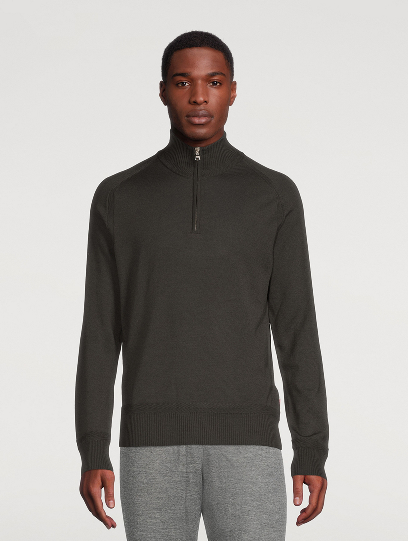ORLEBAR BROWN Lennard Merino Half-Zip Sweater Mens Grey