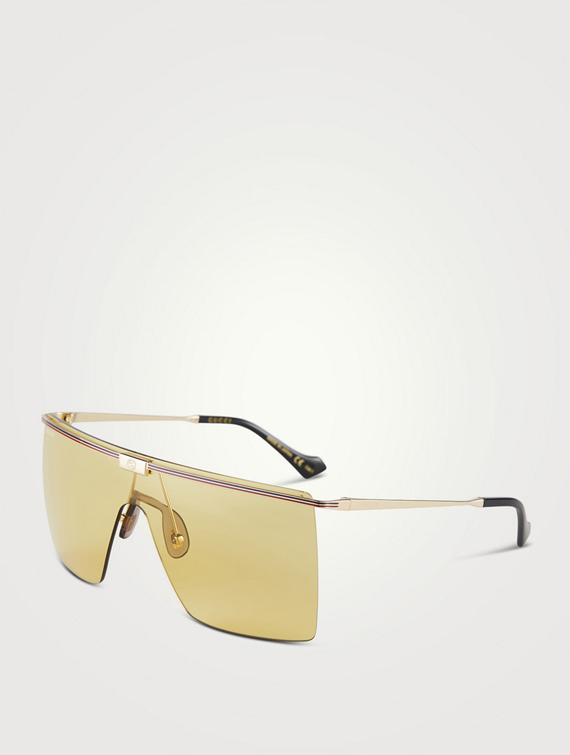 GUCCI Shield Sunglasses Mens Yellow