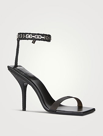 GIVENCHY G Woven Leather Slingback Sandals Women's Black