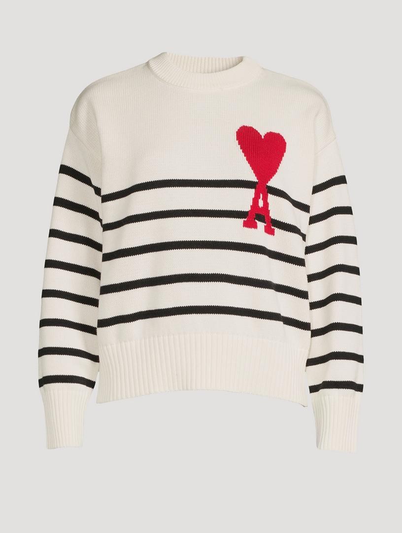AMI PARIS Ami De Cœur Striped Cotton And Wool Sweater | Holt Renfrew Canada