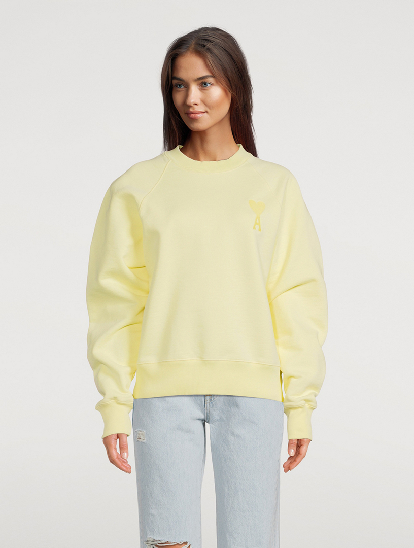 AMI PARIS Tonal Ami De Cœur Cotton Sweatshirt Women's Yellow