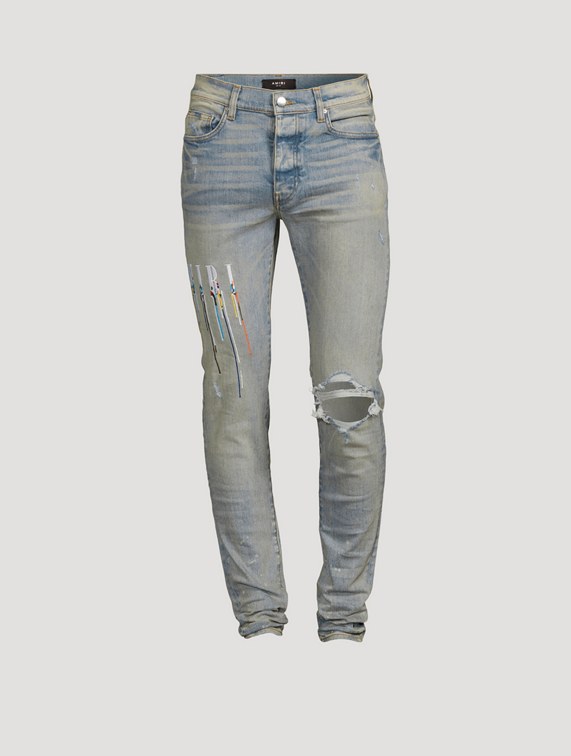 AMIRI Paint Drip Logo Skinny Jeans Holt Renfrew Canada