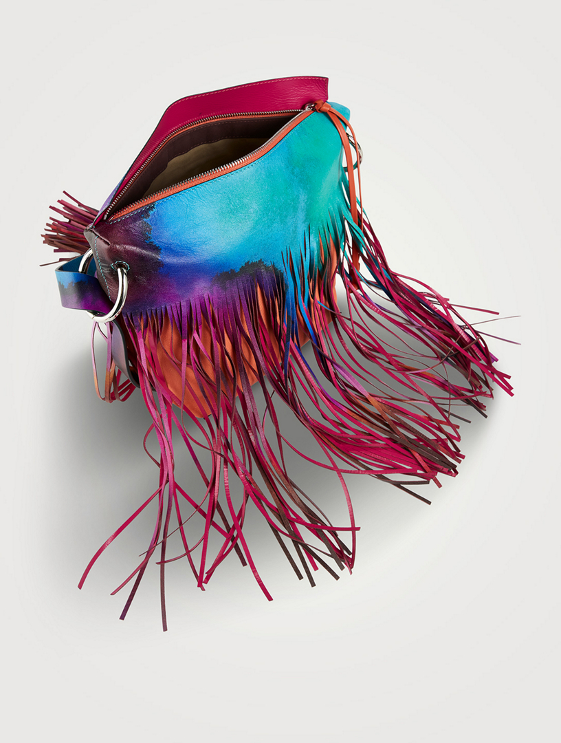 DRIES VAN NOTEN Fringe Leather Shoulder Bag In TieDye Print Holt