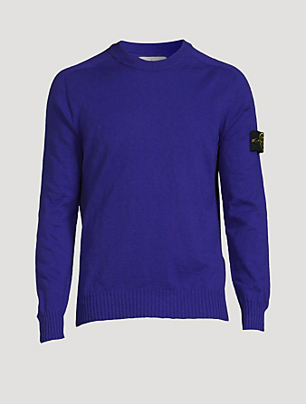 STONE ISLAND Stocking Stitch Cotton-Nylon Crewneck Sweater  Blue