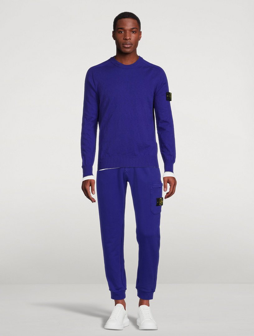 STONE ISLAND Stocking Stitch Cotton-Nylon Crewneck Sweater  Blue