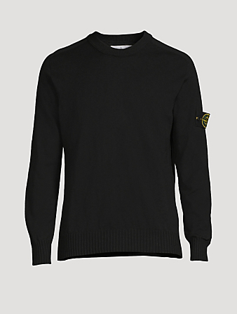 STONE ISLAND Stocking Stitch Cotton-Nylon Crewneck Sweater Men's Black