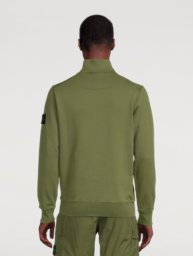 STONE ISLAND Cotton Half-Zip Sweatshirt Mens Green