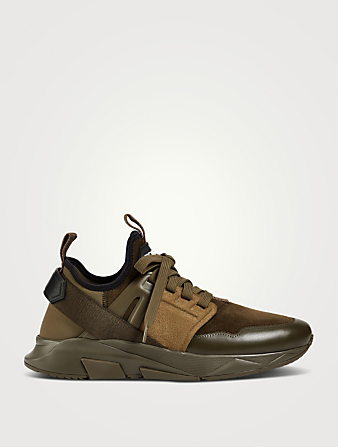 TOM FORD Jago Neoprene And Leather Sneakers Mens Green