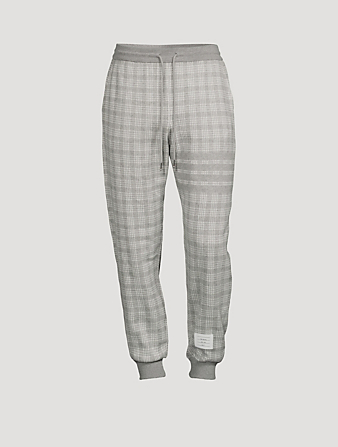 THOM BROWNE Micro-Check Jacquard Sweatpants Men's Grey