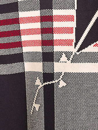 THOM BROWNE Hairline Madras Cotton Sweater With Kite Icon Mens White