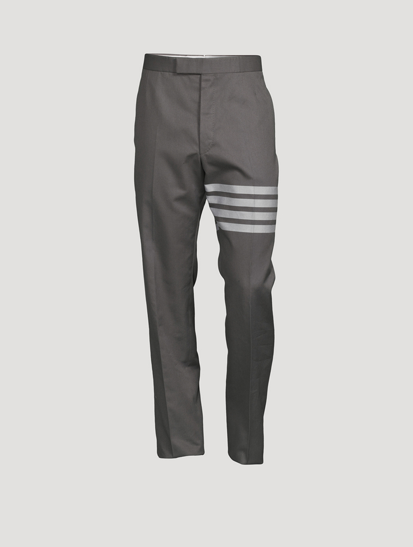 THOM BROWNE Cotton Four-Bar Suiting Pants Mens Grey