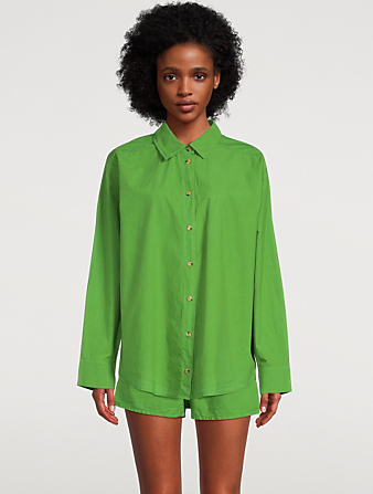 DONNI. Cotton Poplin Shirt Women's Green