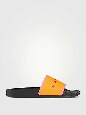MARNI Jacquard Pool Slide Sandals Women's Orange