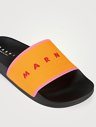 MARNI Jacquard Pool Slide Sandals Women's Orange