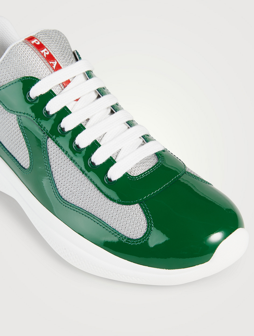 Prada Americas Cup Patent Leather And Mesh Sneakers Holt Renfrew Canada