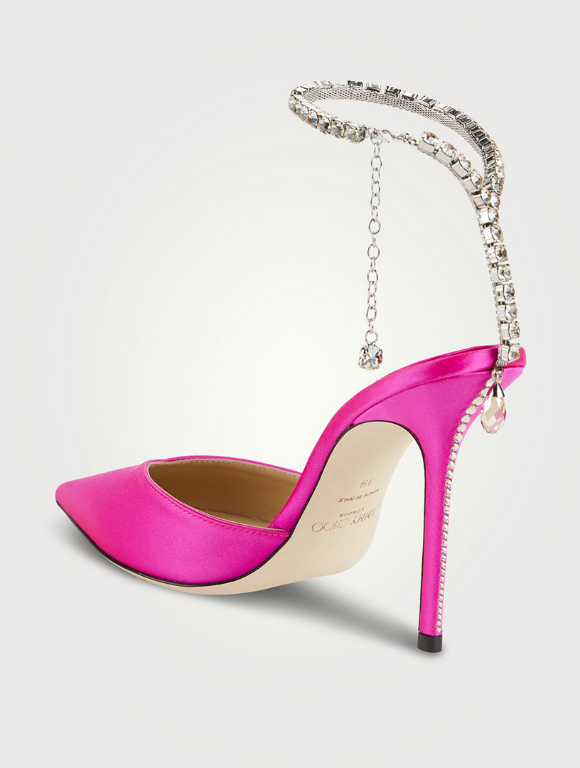 JIMMY CHOO Saeda Silk Pumps With Crystal Ankle Strap Holt Renfrew Canada