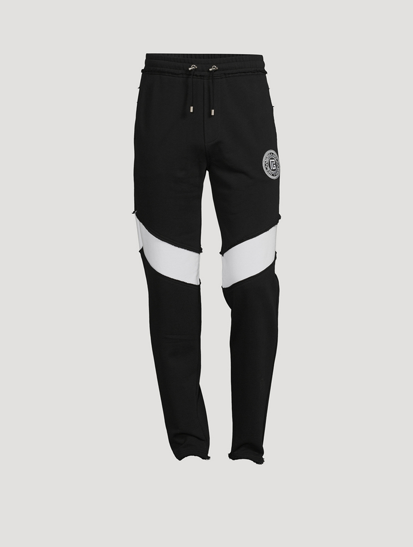 BALMAIN Pantalon à cordon de serrage en coton molletonné avec logo Hommes Multi