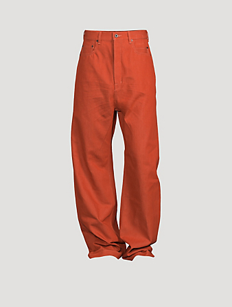 RICK OWENS Geth Cotton Oversized Jeans Men's Orange