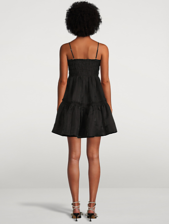 SHONA JOY Bruna Shirred Mini Dress Women's Black