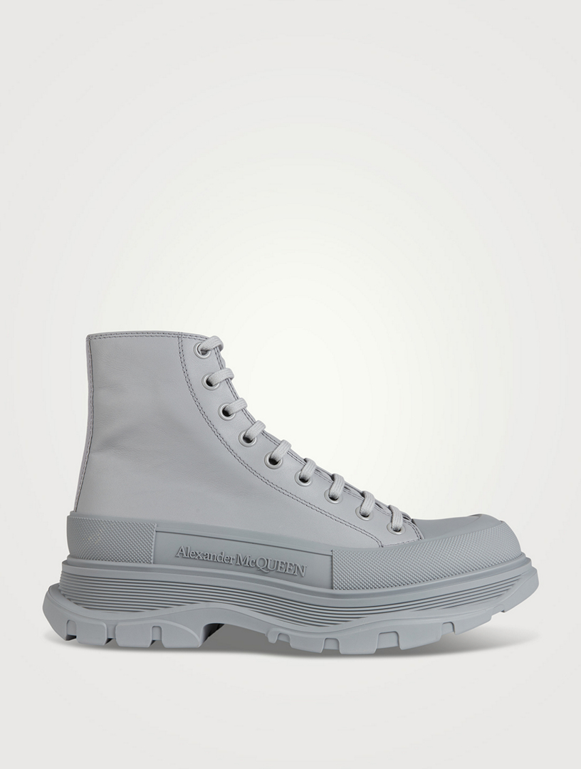 ALEXANDER MCQUEEN Tread Slick Leather High-Top Sneakers | Holt ...