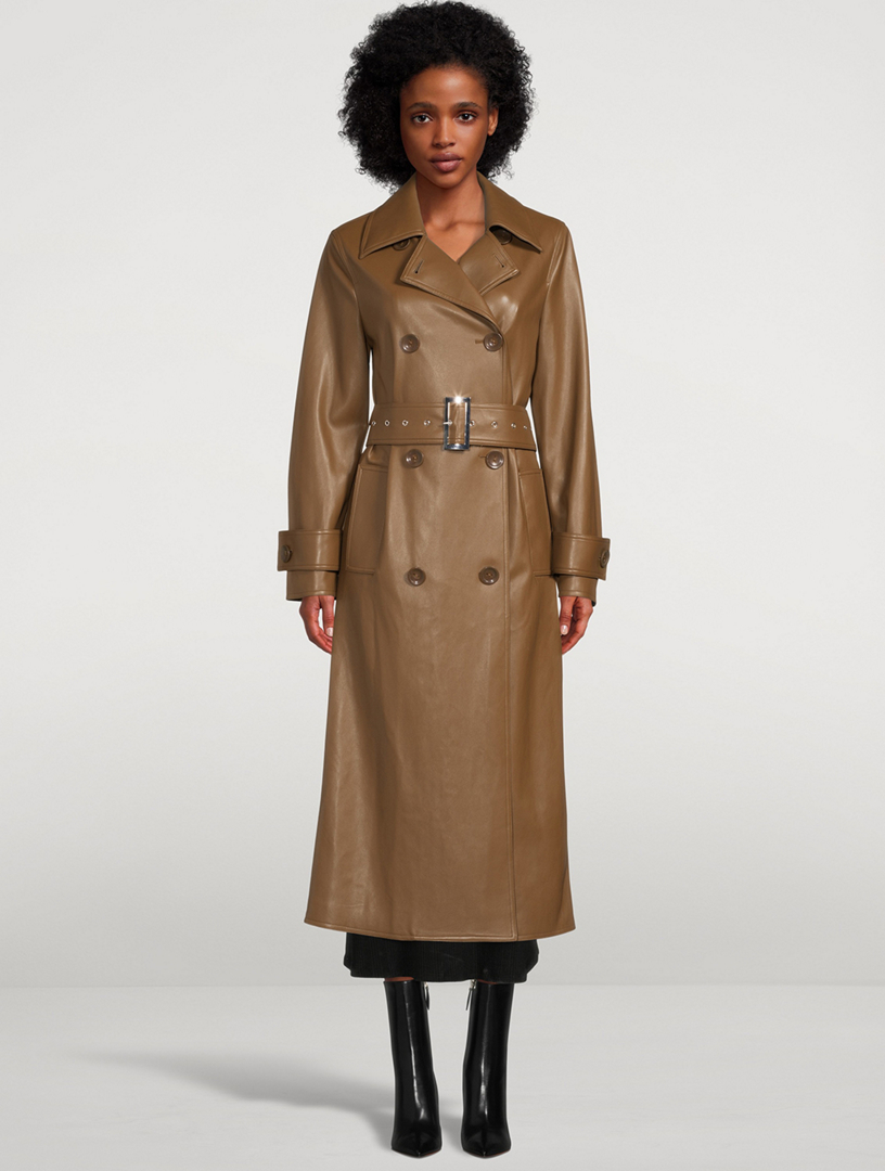 STAND STUDIO Malou Faux Leather Fitted Trench Coat | Holt Renfrew Canada
