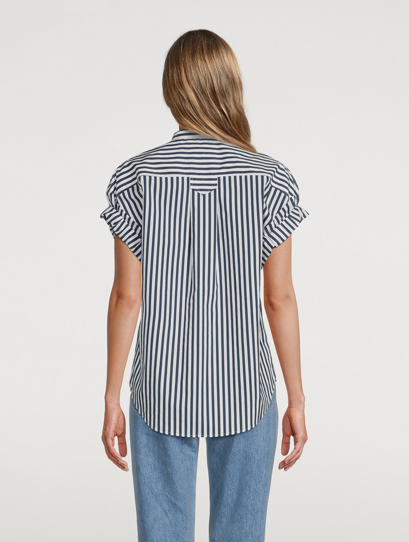 FRAME Sheila Pocket Shirt In Stripe Print Women's Blue