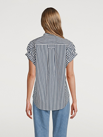 FRAME Sheila Pocket Shirt In Stripe Print Women's Blue