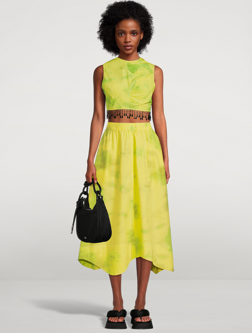 GANNI Re-Cut Printed Cotton Maxi Skirt Women's Yellow